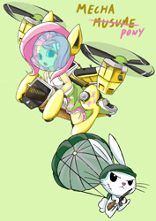 Size: 2500x3536 | Tagged: safe, artist:skyshek, angel bunny, fluttershy, equestria girls, mecha, mecha musume, solo