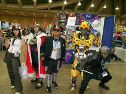 Size: 960x720 | Tagged: safe, derpibooru import, king sombra, human, bronycon, bumblebee, cobra commander, cosplay, g.i. joe, hasbro, hubble, irl, irl human, photo, the hub, transformers