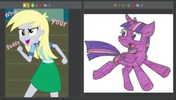 Size: 1024x582 | Tagged: safe, derpibooru import, derpy hooves, twilight sparkle, twilight sparkle (alicorn), alicorn, equestria girls, rainbow rocks, comments, derpibooru, downvote, exploitable meme, juxtaposition, juxtaposition win, meme, meta, upvote