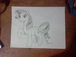 Size: 640x480 | Tagged: safe, artist:sant26, rarity, pony, unicorn, monochrome, newbie artist training grounds, solo, traditional art