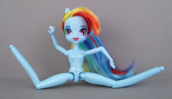 Size: 400x231 | Tagged: safe, artist:toyboxphilosopher, derpibooru import, rainbow dash, equestria girls, breasts, doll, featureless breasts, featureless crotch, irl, nudity, photo, spread legs, toy