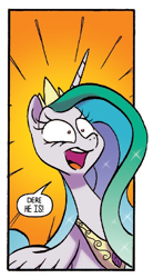 Size: 448x809 | Tagged: safe, artist:jay fosgitt, idw, princess celestia, alicorn, pony, spoiler:comic, comic, cool cat, cute, cutelestia, dere he is, exploitable