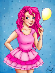 Size: 600x797 | Tagged: safe, artist:emmitz, pinkie pie, human, boobie mark, humanized, solo