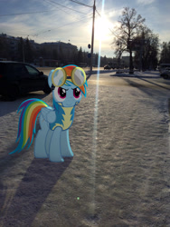 Size: 2448x3264 | Tagged: safe, artist:albertuha, derpibooru import, rainbow dash, pony, clothes, irl, photo, ponies in real life, snow, solo, uniform, winter, wonderbolts, wonderbolts uniform