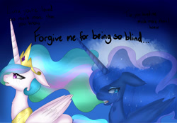 Size: 2870x2000 | Tagged: safe, artist:theturtlegoddess, princess celestia, princess luna, alicorn, pony, crying, lullaby for a princess