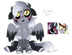 Size: 1007x761 | Tagged: safe, artist:unoriginai, derpy hooves, lord tirek, oc, oc:powdered donut, centaur, hybrid, pony, crack shipping, cute, extra legs, freckles, heart, next generation, offspring, parent:derpy hooves, parent:lord tirek, shipping, simple background, transparent background