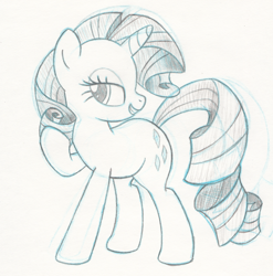 Size: 2054x2082 | Tagged: safe, artist:updownstrange, rarity, pony, unicorn, monochrome, solo, traditional art