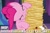 Size: 750x500 | Tagged: safe, screencap, pinkie pie, earth pony, pony, castle sweet castle, caption, eating, eyes closed, image macro, nom, pancakes, pun, solo