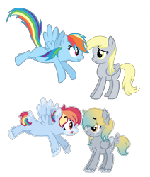 Size: 857x1012 | Tagged: safe, artist:moonlightdisney5, derpy hooves, rainbow dash, pegasus, pony, feather butt, female, fluffy, freckles, headcanon, siblings, sisters, unshorn fetlocks