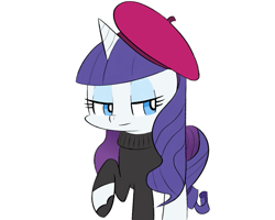 Size: 1033x826 | Tagged: safe, artist:p-skink, rarity, pony, unicorn, beatnik rarity, clothes, hat, solo