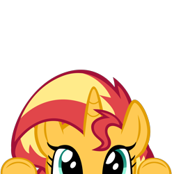 Size: 10000x10000 | Tagged: safe, artist:mrkat7214, part of a set, sunset shimmer, pony, unicorn, absurd resolution, cute, eye, eyes, female, head, hooves, hooves up, looking at you, mare, peekaboo, peeking, shimmerbetes, simple background, solo, soon, transparent background, vector