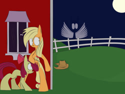 Size: 1024x768 | Tagged: safe, artist:mr. rottson, apple bloom, applejack, earth pony, pony, female, mare, spirit