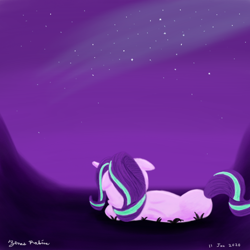 Size: 1000x1000 | Tagged: safe, artist:rockhoppr3, part of a set, starlight glimmer, pony, unicorn, female, floppy ears, lying down, mare, solo