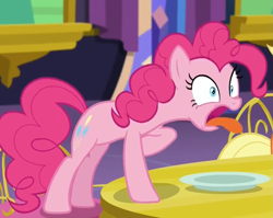 Size: 1069x853 | Tagged: safe, screencap, pinkie pie, earth pony, pony, castle sweet castle, reaction image, solo