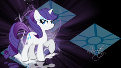 Size: 1920x1080 | Tagged: safe, artist:jennieoo, artist:leonbrony, rarity, pony, unicorn, alternate hairstyle, cutie mark, female, looking at you, mare, ponytail, reflection, solo, vector, wallpaper