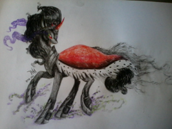 Size: 1600x1200 | Tagged: safe, artist:princesswoona1, derpibooru import, king sombra, pony, unicorn, black mane, gray coat, horn, male, stallion, traditional art