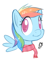 Size: 473x554 | Tagged: safe, artist:heylookasquirrel, derpibooru import, rainbow dash, pegasus, pony, clothes, cute, dashabetes, scarf, sketch, solo