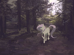 Size: 1280x963 | Tagged: dead source, safe, artist:lonelycross, fluttershy, pegasus, pony, female, forest, mare, solo