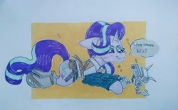 Size: 1912x1186 | Tagged: safe, artist:marcapitan, starlight glimmer, pony, robot, unicorn, clothes, crossover, star wars, traditional art