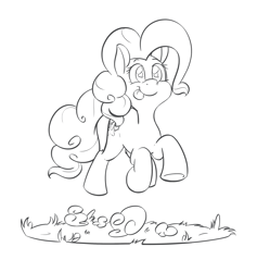 Size: 2970x3136 | Tagged: safe, artist:tentinythimbles, pinkie pie, earth pony, pony, high res, monochrome, pronking, solo