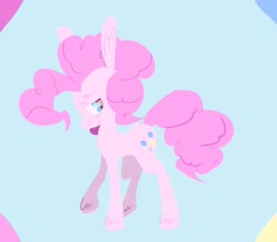 Size: 2032x1783 | Tagged: safe, artist:d1v1n3-50ul, pinkie pie, earth pony, pony, female, mare, pink coat, pink mane, simple background, solo