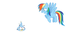 Size: 900x401 | Tagged: safe, derpibooru import, rainbow dash, angry birds, body swap, flying, luca