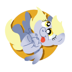 Size: 600x600 | Tagged: safe, artist:yokokinawa, derpy hooves, pegasus, pony, cute, derpabetes, golden eyes, simple background, tongue out, transparent background