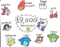 Size: 1065x849 | Tagged: safe, artist:cmara, rarity, panda, pony, unicorn, adventure time, animaniacs, cosmo the seedrian, crossover, flame princess, foster's home for imaginary friends, lapis lazuli (steven universe), lord dominator, regular show, rigby, sonic the hedgehog (series), steven universe, traditional art, wakko warner, wander over yonder, we bare bears, wilt (foster's home for imaginary friends)