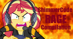 Size: 1176x642 | Tagged: safe, derpibooru exclusive, edit, editor:biggernate91, sunset shimmer, better together, equestria girls, game stream, compilation, fiery shimmer, fire, paint 3d, rage, shimmercode, sunset shimmer frustrated at game, thumbnail, youtube, youtube thumbnail