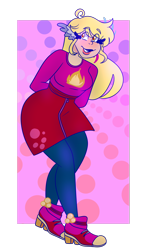Size: 1110x1920 | Tagged: safe, artist:cubbybatdoodles, derpy hooves, ditzy doo, human, clothes, female, high heels, humanized, leggings, pantyhose, shirt, shoes, skirt, solo, wing ears