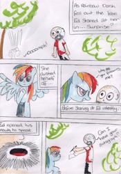 Size: 1732x2480 | Tagged: safe, artist:a_rachael_special, derpibooru import, part of a series, rainbow dash, pegasus, pony, comic:ed'swildadventure, autograph, brony, comic, ed-skar, epic beard closeup, felt tip, traditional art