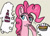 Size: 504x360 | Tagged: safe, pinkie pie, earth pony, pony, cake, choosing, pie, thinking