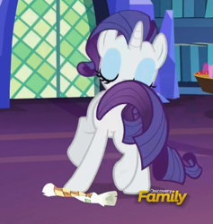 Size: 638x673 | Tagged: safe, screencap, rarity, pony, unicorn, every little thing she does, animation error, discovery family logo, layering fail, solo