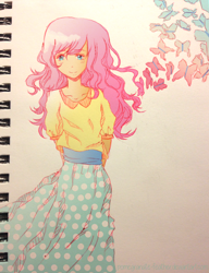 Size: 2328x3030 | Tagged: safe, artist:pomegranate-feather, fluttershy, human, humanized, solo