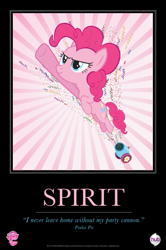 Size: 441x666 | Tagged: safe, pinkie pie, earth pony, pony, 2012, motivational poster, official, party cannon, poster, solo