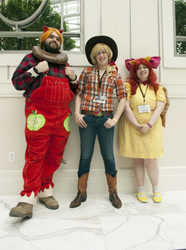 Size: 743x1000 | Tagged: safe, apple bloom, applejack, big macintosh, human, cosplay, irl, irl human, katsucon, photo