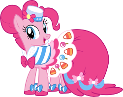 Size: 2880x2268 | Tagged: safe, pinkie pie, earth pony, pony, the best night ever, castle creator, clothes, dress, gala dress, official, simple background, solo, transparent background, vector