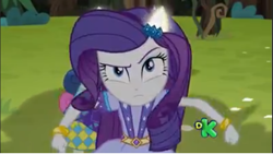 Size: 643x362 | Tagged: safe, screencap, bon bon, lyra heartstrings, rarity, sweetie drops, equestria girls, legend of everfree, camp fashion show outfit, discovery kids