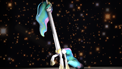 Size: 2046x1150 | Tagged: safe, artist:rainbowdashydg, princess celestia, alicorn, pony, 3d, long neck, looking at you, nope.avi, princess necklestia, raised hoof, source filmmaker, swanlestia, wat