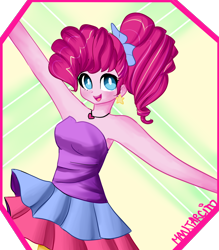 Size: 1400x1600 | Tagged: safe, artist:manjarcito, pinkie pie, equestria girls, friendship through the ages, rainbow rocks, bare shoulders, new wave pinkie, sleeveless, solo, strapless