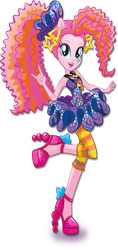 Size: 486x1033 | Tagged: safe, pinkie pie, equestria girls, rainbow rocks, box art, devil horn (gesture), official, one eye closed, rockin' hair, solo, wink