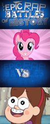 Size: 415x1024 | Tagged: safe, pinkie pie, earth pony, pony, epic rap battles of history, gravity falls, mabel pines, meme, where are the lyrics?