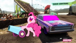 Size: 1280x720 | Tagged: safe, artist:equestianracer, pinkie pie, pony, car, ford, ford country squire wagon, forza horizon, itasha, solo, station wagon, wagon