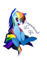 Size: 700x900 | Tagged: safe, artist:skyeypony, derpibooru import, rainbow dash, pegasus, pony, congratulations, gay pride, gay pride flag, happy, lovewins, pride, solo, underhoof