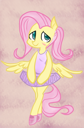 Size: 2106x3194 | Tagged: safe, artist:arcum42, artist:glacierclear, artist:glacierclear edits, edit, fluttershy, pegasus, pony, alternate hairstyle, ballerina, bipedal, clothes, colored, ponytail, solo, tutu