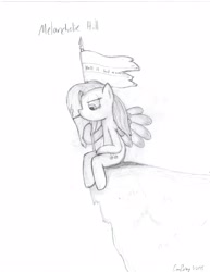 Size: 2550x3300 | Tagged: safe, artist:greenlyreproductions, fluttershy, pegasus, pony, black and white, cigarette, flag, grayscale, monochrome, sitting, smoking, solo