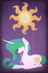 Size: 1024x1535 | Tagged: safe, artist:z0mb1e-cat, princess celestia, alicorn, pony, lineless, prone, solo, sun