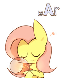 Size: 800x1000 | Tagged: safe, artist:joycall6, part of a set, fluttershy, pegasus, pony, series:joycall6's periodic table, argon, blushing, cute, eyes closed, heart, lightbulb, periodic table, smiling, solo