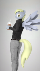 Size: 1080x1920 | Tagged: safe, artist:spinostud, derpy hooves, anthro, pegasus, 3d, clothes, looking at you, looking back, looking back at you, solo, source filmmaker