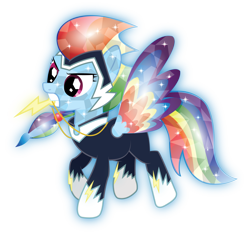 Size: 1024x960 | Tagged: safe, artist:infinitewarlock, derpibooru import, rainbow dash, zapp, power ponies (episode), crystallized, mouth hold, necklace, power ponies, race swap, rainbow power, simple background, solo, transparent background, vector